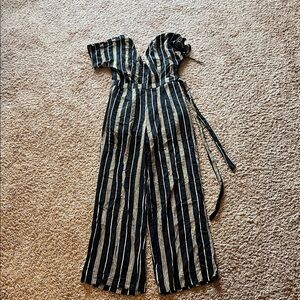 Miami Black and White Striped Jumpsuit